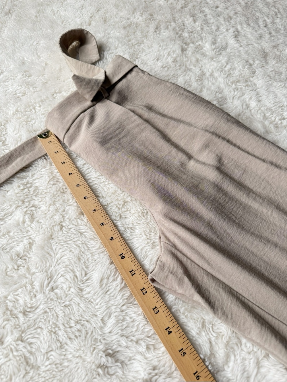 Loft Woman Cream High Rise Wide Leg Tie Front Flowy Pants MEDIUM Classic Preppy - Picture 6 of 8
